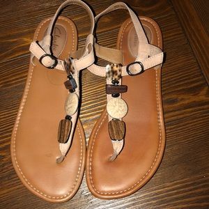 Clark’s Tan with stone sandals